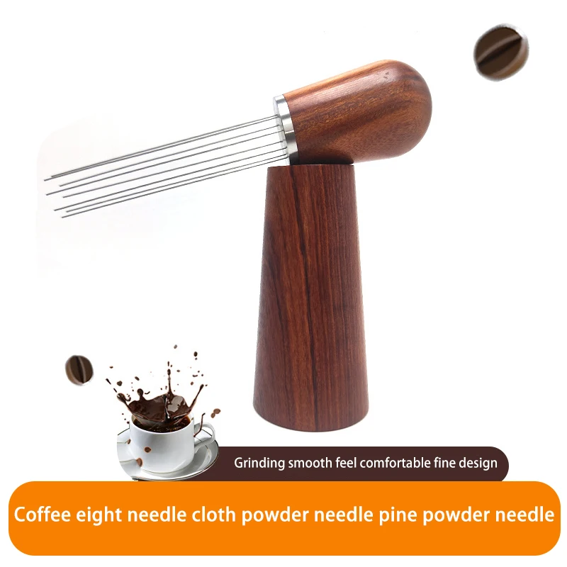 

Эспрессо дозировочный инструмент 8 игл с базовым дозатором 0,5 мм, мешалка для кофе, игла для порошка, ручка из натурального дерева с подставк...