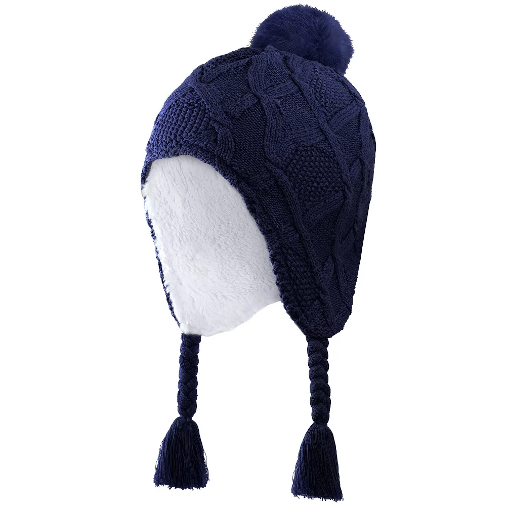 Connectyle – chapeau d'hiver en coton pour garçons et filles  mignon  en tricot doux doublé Sherpa