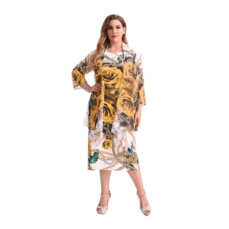 

African Dresses For Women 2 Piece Set Flower Print Traditional Dashiki Muslim Fashion Abaya Boubou Robe Africaine Africa Dress