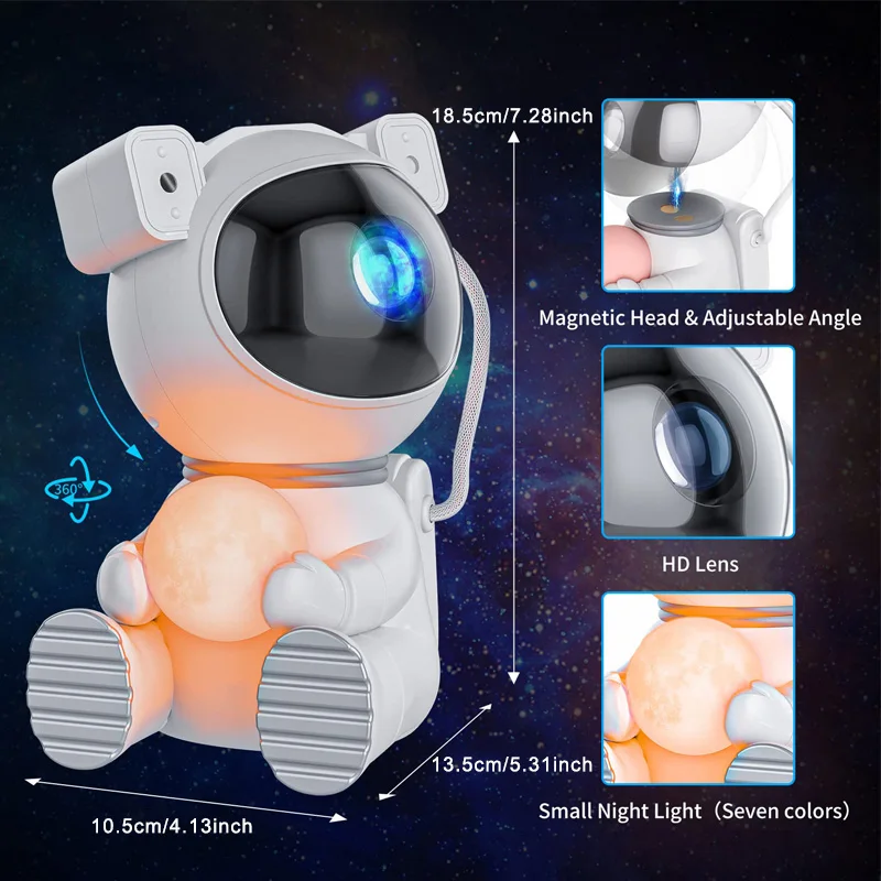 NEW Astronaut Galaxy Projector Starry Sky Night Light Cute Moon Star LED Lamp Home Room Bedroom Decoration Children Adults Gift images - 6