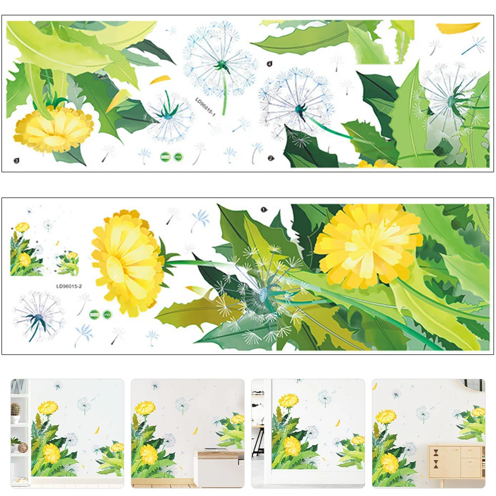 

Wall Stickers Decals Sticker Flower Dandelion Floral Stickroom Peel Decalremovable Decorativeadhesive Diy Decor Living Murals