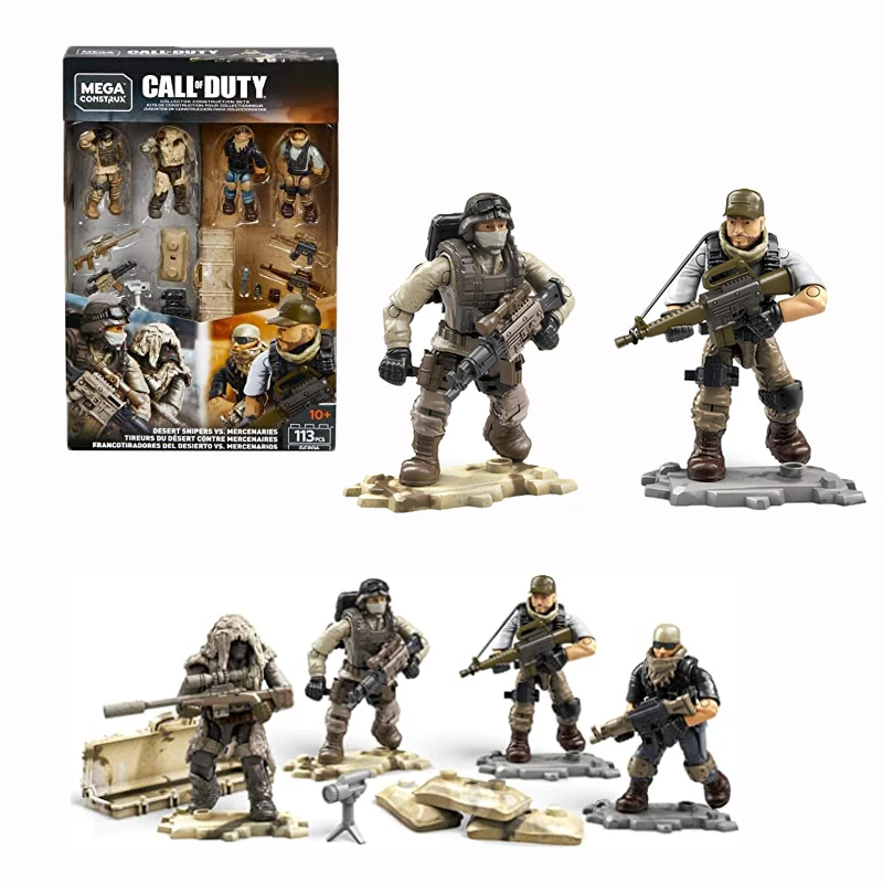 

113Pcs Mega Construx Bloks Call of Duty Desert Snipers Vs. Mercenaries Micro Action Figures Assemble Building Blocks Toy Gifts