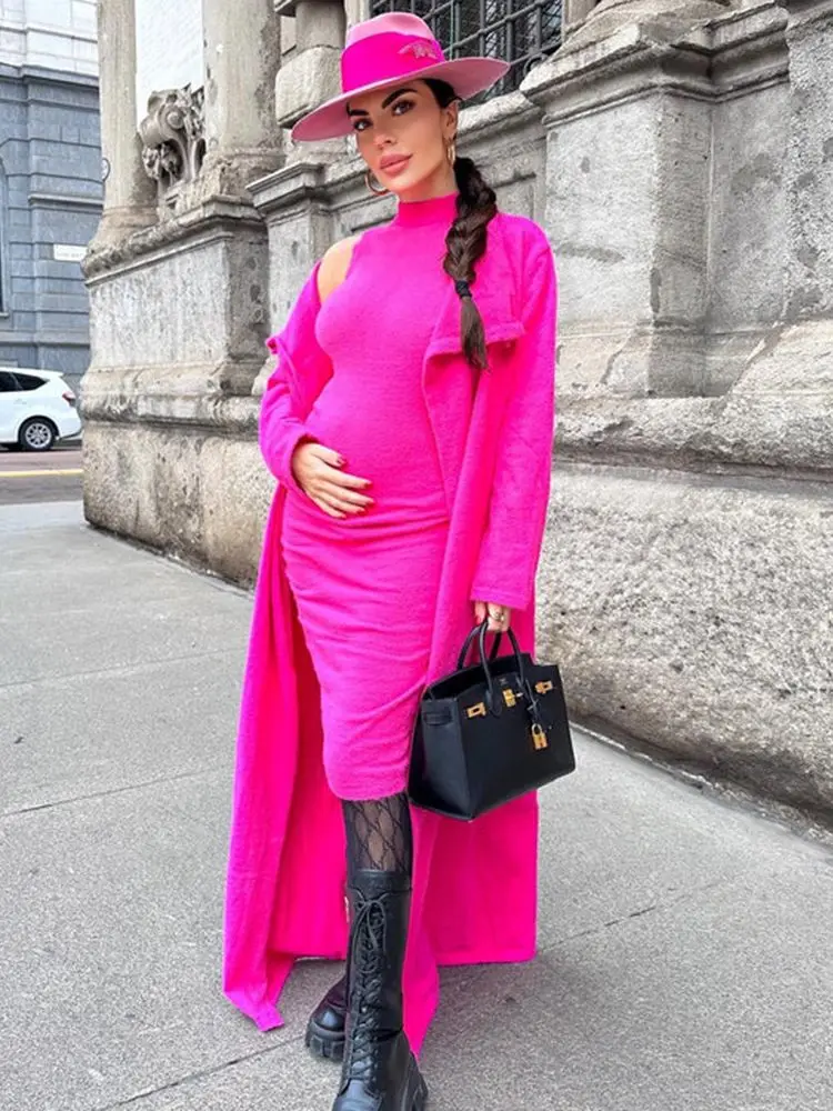 

Autumn And Winter 2022 New Women'S Sexy 2 Two Piece Cardigan Reversible Velvet Loose Coat Bodycon Celebrity Party Midi Dress