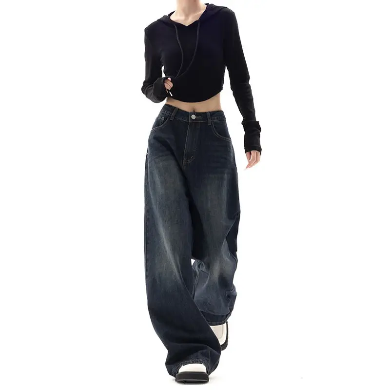 

Vintage Women Wide Leg Jeans Harajuku Baggy Denim Trousers Oversized Grunge Streetwear Y2k Autumn Pants Korean Fashion flare