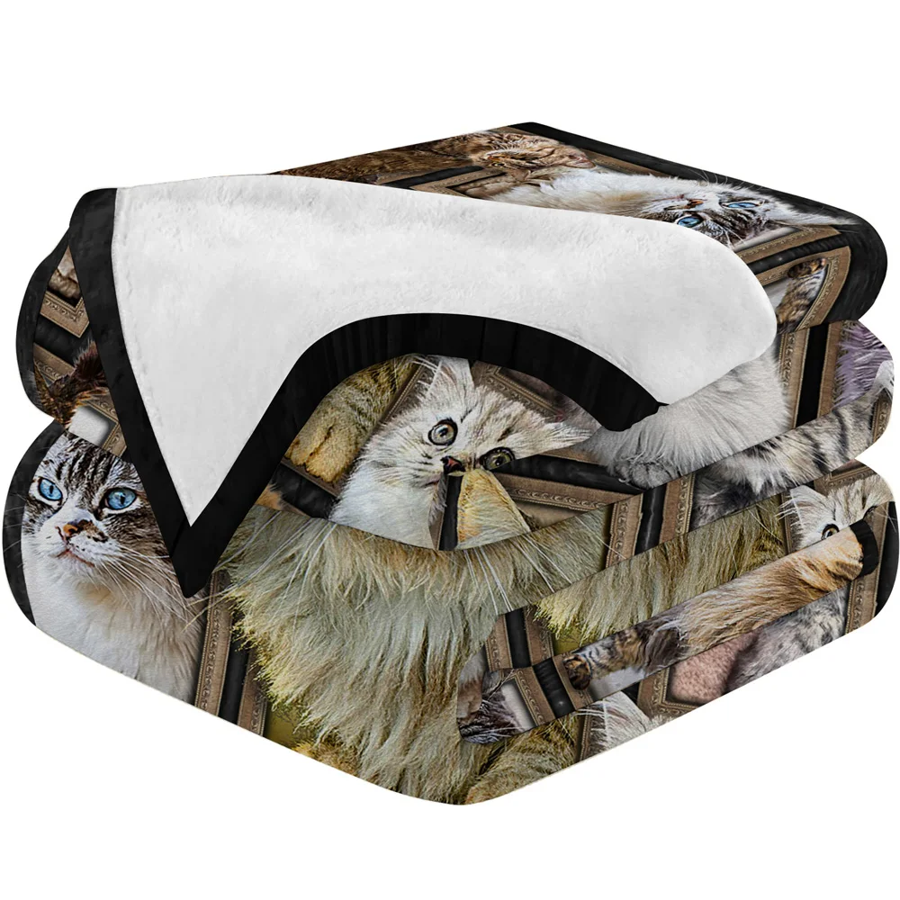 Фланелевое Одеяло с котятами живое милое удобное осенне-зимнее