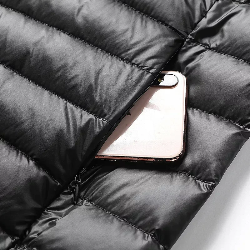 Breathable Coat All-Season Men Hooded Solid Jackets Ultra Lightweight Packable Down Water Wind-Resistant