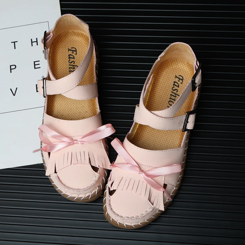 

Women Shoes Mary Janes Shoes Women Leather Lovely Bowtie Woman Platform Pink Ankle Strap Lolita Shoes