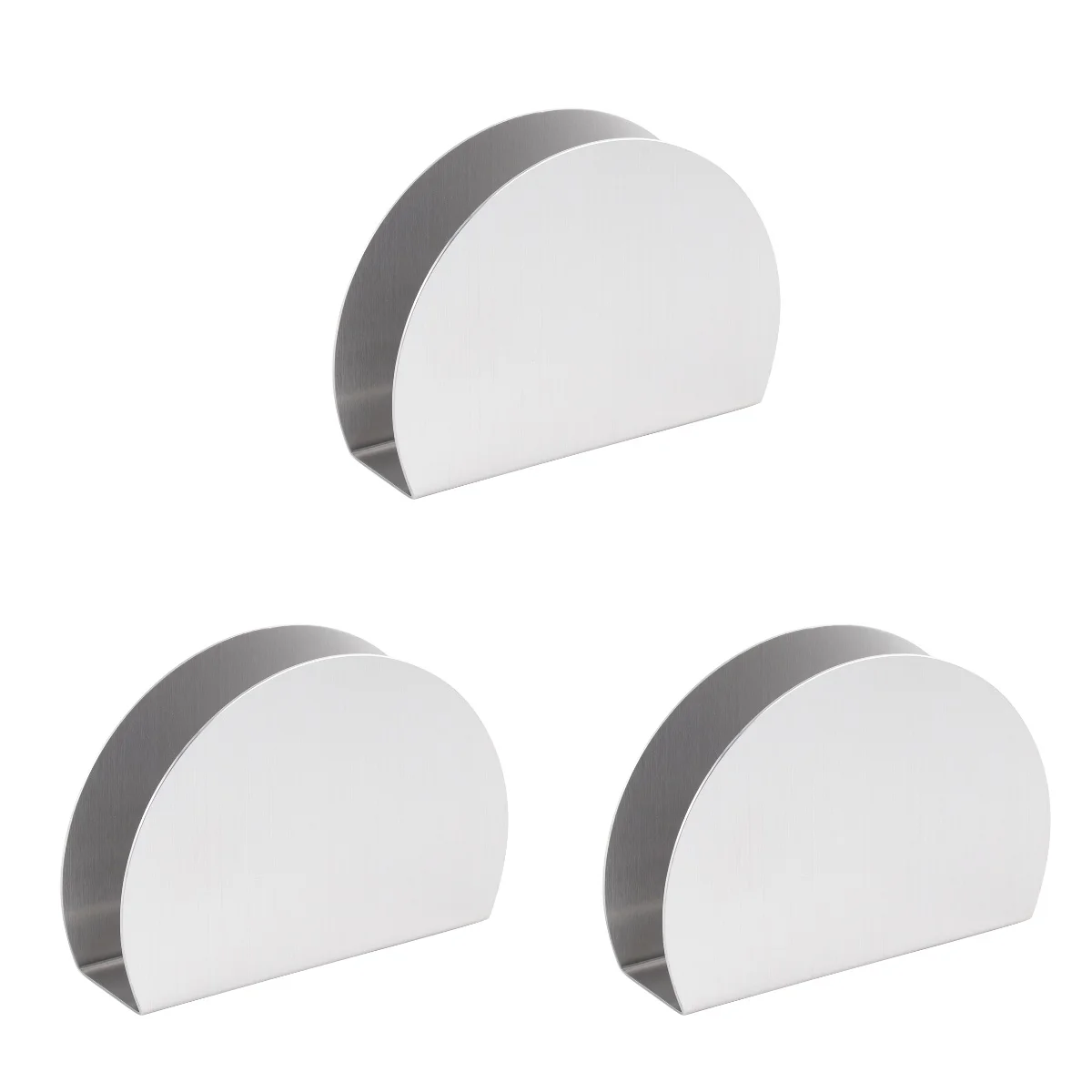 

3pcs Vertical Semicircle Paper Tissue Dispenser Stainless Steel Serviette Stand Napkin Holder for Home Restaurant (Silver)