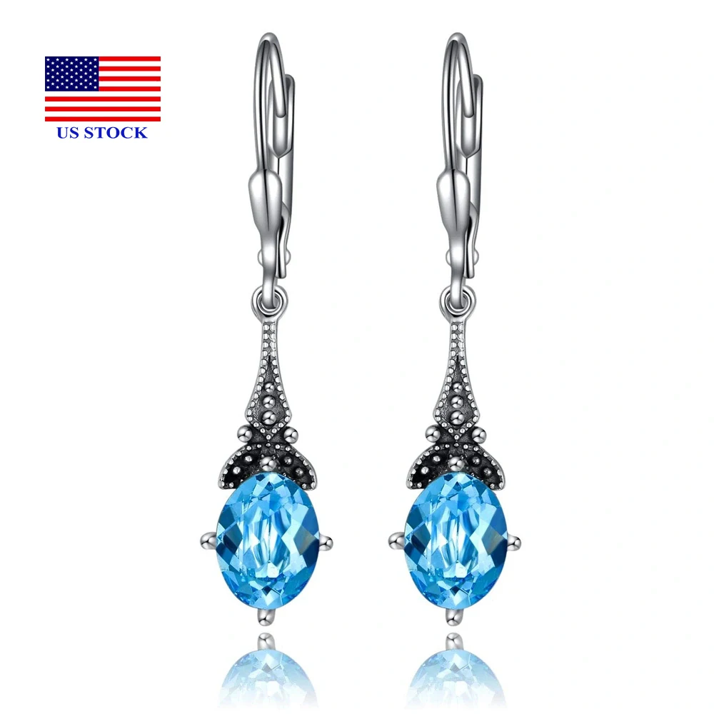 

Sale Sterling Silver Leverback Drop Women Earrings Retro Vintage Earrings Gifts Elegant Jewelry F0175 US STOCK