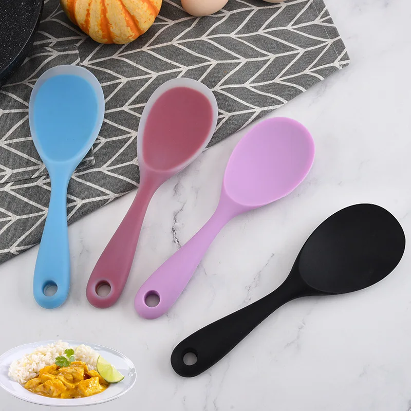 

Food Grade Silicone Spoon Heat Resistant Non-stick Rice Spoons Kitchenware Tableware Learning Spoon Cooking Kitchen Tool