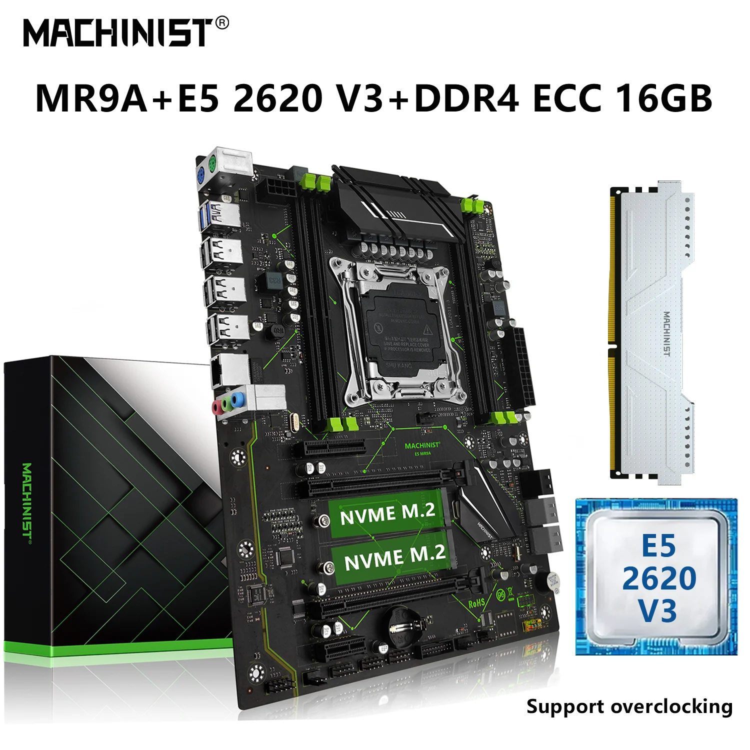 

MACHINIST E5 MR9A Motherboard LGA 2011-3 Set With Kit Xeon E5 2620 V3 CPU Processor 16GB DDR4 ECC RAM Memory Combo Four-channel