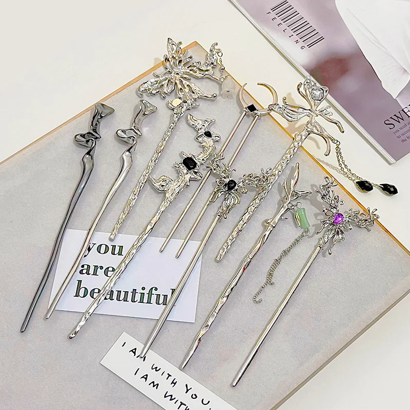 

Fashion Punk Metal Geometric Liquid Butterfly Hair Sticks Hairpin 2023 Trendy Vintage Female Simple Hair Clasp Hair Accessories