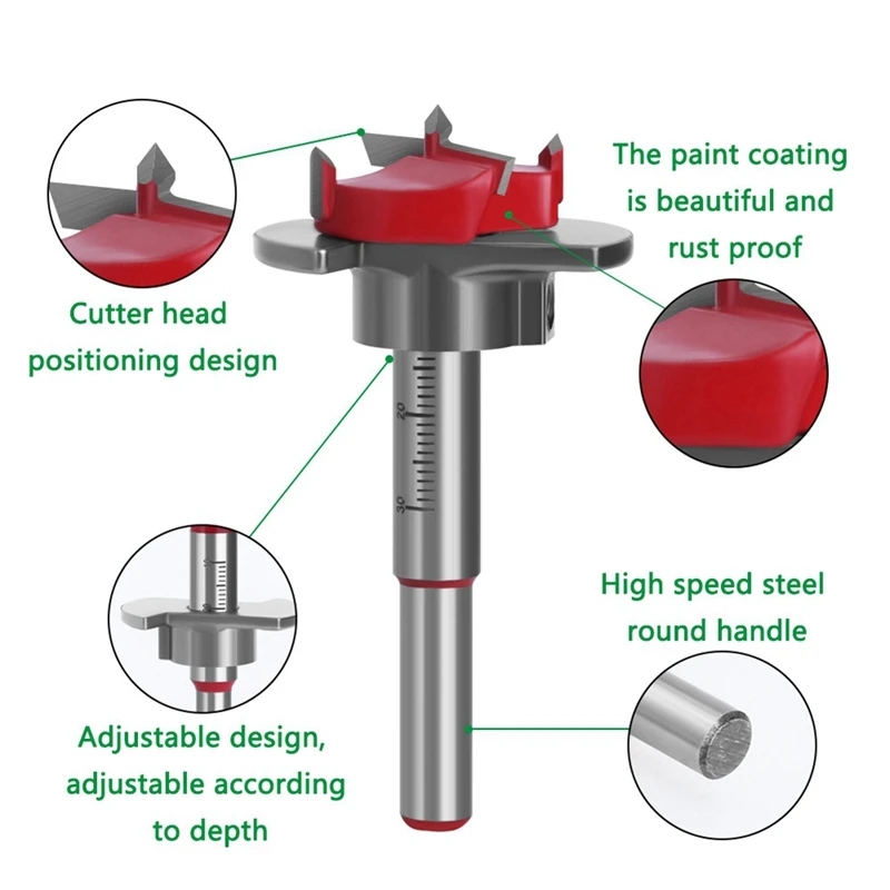 Набор регулируемых карбидных сверл для работ по дереву 15-35 мм