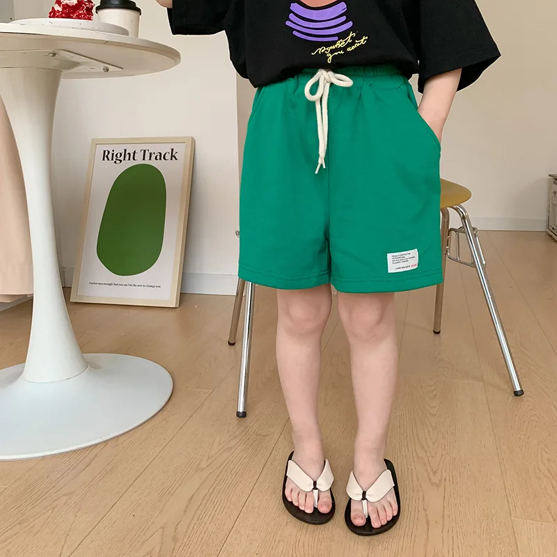 

2022 summer girls fashion solid color loose shorts Korean style kids soft all-match sweatpantrs