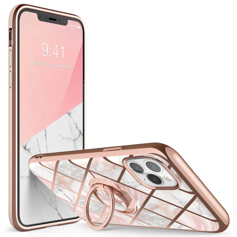 

For iPhone 11 Pro Max Case (2019 I-BLASON Cosmo Snap Marble Case with Built-in Rotatable Ring Holder Kickstand Support Car Mount