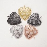 love heart vintage accessories pendant clasp for jewelry making micro pave color zircon inlaid metal earring hook diy necklace