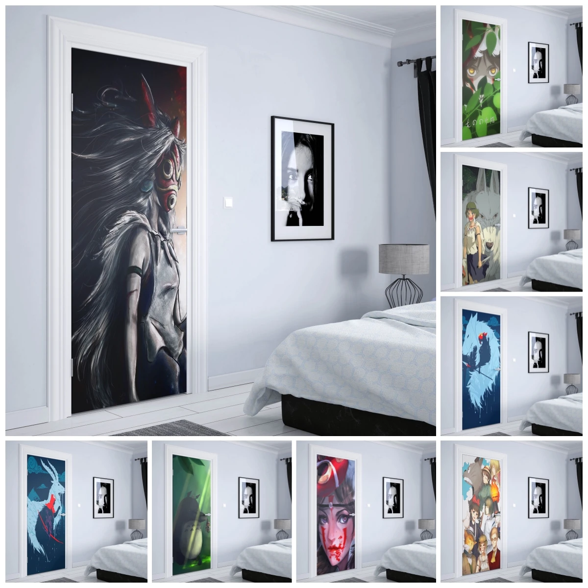 

Classic Popular Miyazaki Ghibli Anime Home Decor pvc Polyethylene Door Sticker aesthetic room decor kawaii kid room cuadros z863