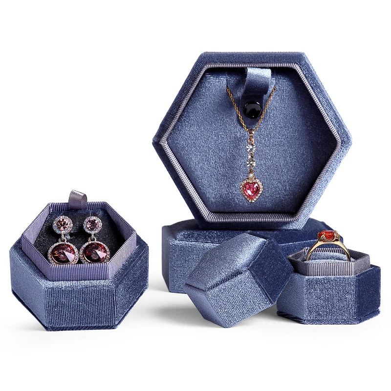 

Portable Jewelry Box Hexagonal Ring Box Pendant Box Wedding Anniversary Gift Box Exquisite Single Rring Box