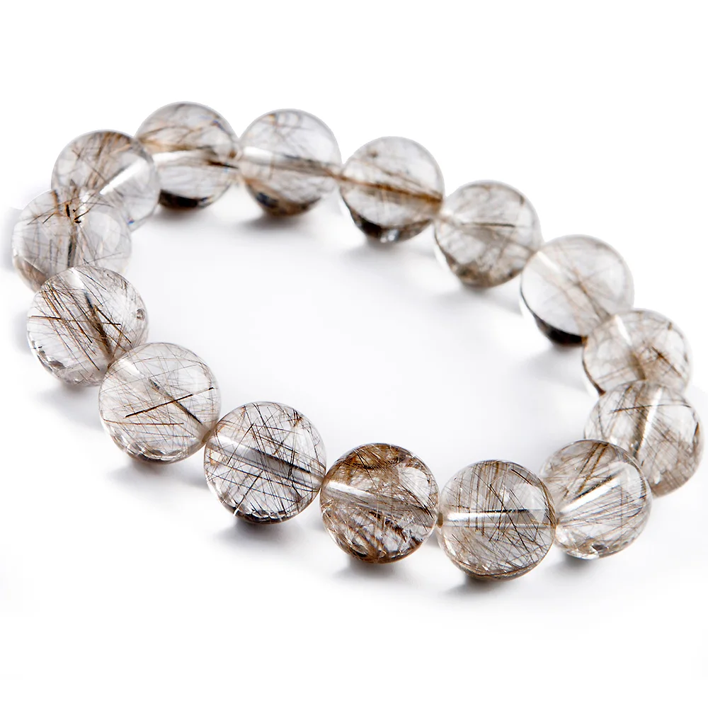 

Natural Silver Rutilated Quartz Clear Round Beads Bracelet Crystal Women Men 7mm 8mm 9mm 10mm 11mm 12mm 13mm 14mm AAAAAA