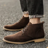 2022 american style men leather boots casual desert vintage ankle boots men