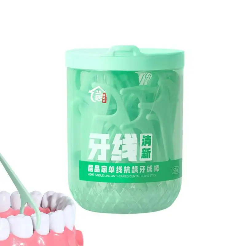 

50Pcs Dental Floss Mint Flosser Picks Toothpicks Teeth Stick Interdental Brush Tooth Cleaning Dental Floss Pick Oral Care