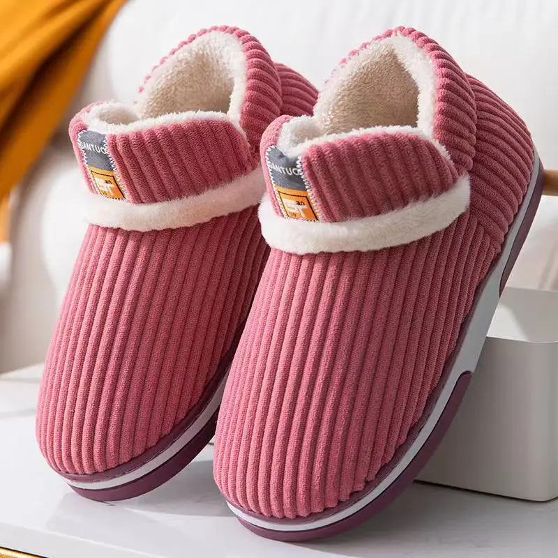 Men's Winter Cotton Slippers Couples High Top Bag Heel Warm Plush Outdoor Thick-soled Flat Cotton Shoes for Men Big Size 45 46