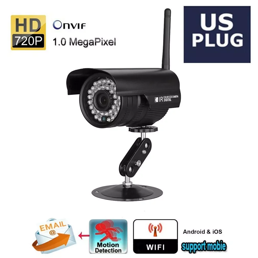 

720p Waterproof Wireless Camera 1.0 Megapixel Security Monitoring WiFi IP Camera For Mobile Motion Dectection