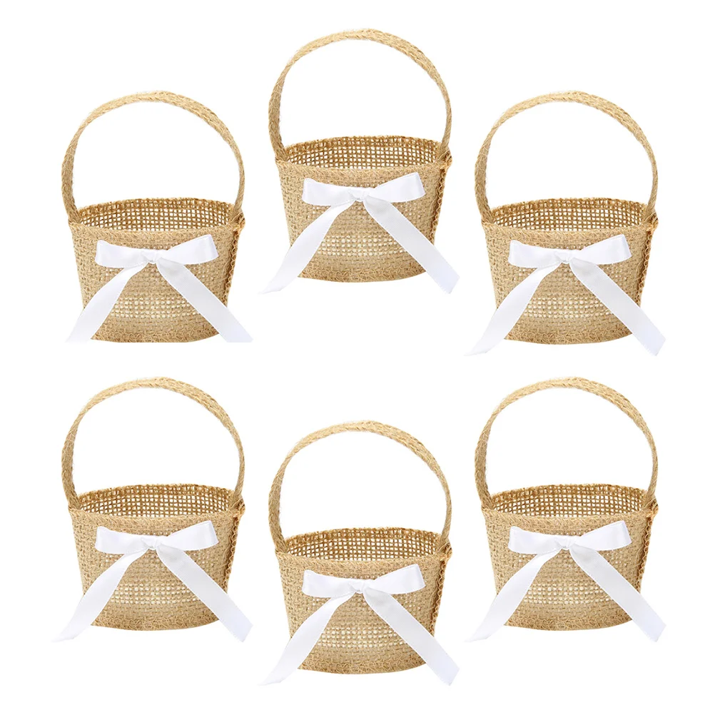 

Basket Baskets Mini Flower Woven Tiny Girl Storage Hanging Picnic Favor Easter Burlap Linen Wicker Miniature Crafts Party Craft