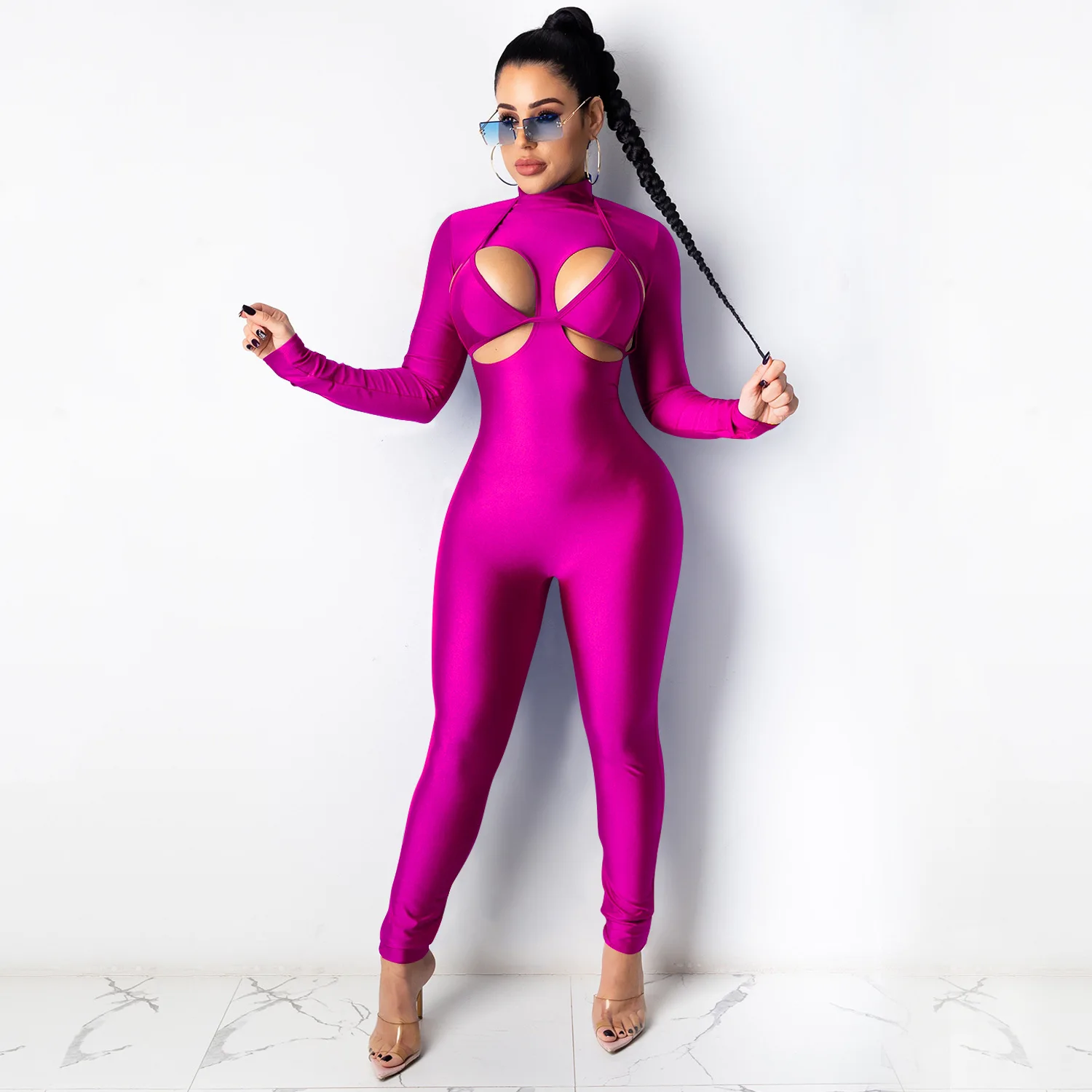 

Hollow Out Bodycon Long Sleeve Cut Out Sexy Jumpsuit Women Club Wear