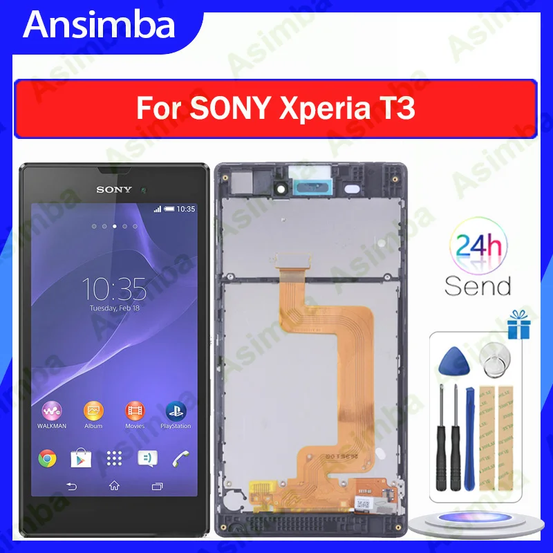 

Ansimba оригинальный IPS ЖК-экран для Sony Xperia T3 ЖК-дисплей Сенсорная панель экран дигитайзер в сборе Замена с рамкой