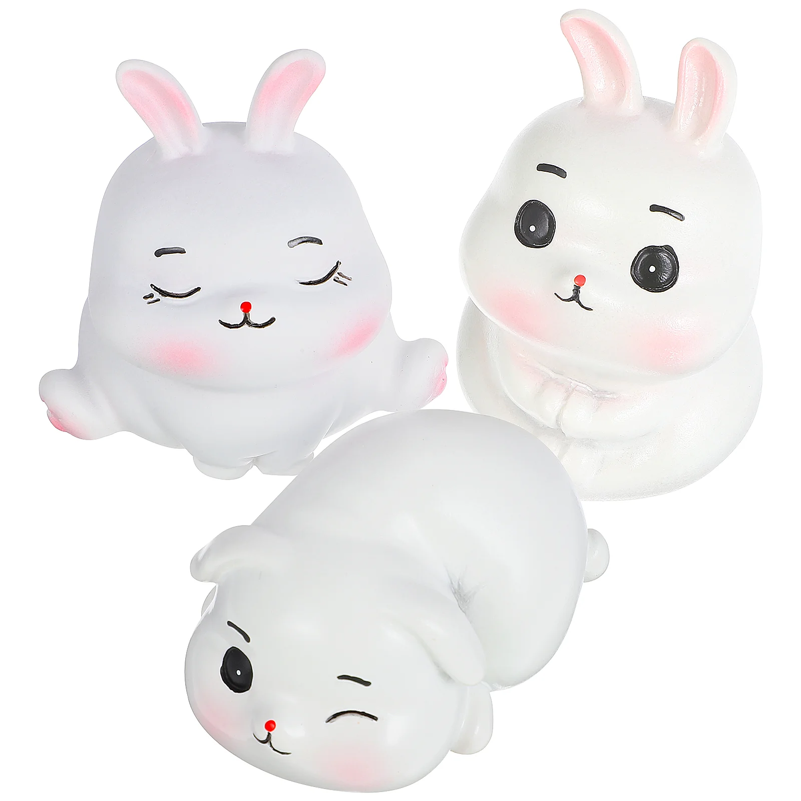 

Rabbit Figurines Resin Bunny Chinese Figurine Animal Zodiac Miniature Landscape Micro Car Ornament Dashboard Yearfigure