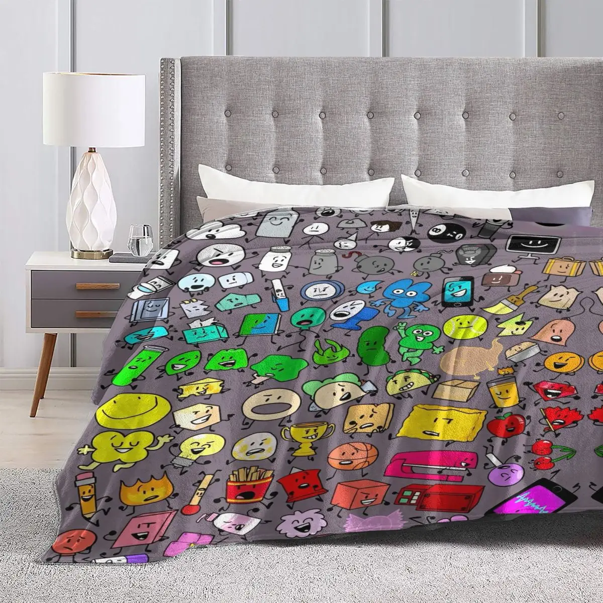 Bfdi Inanimate Insanity мультфильм все персонажи одеяло дорожное офисное фланелевое для