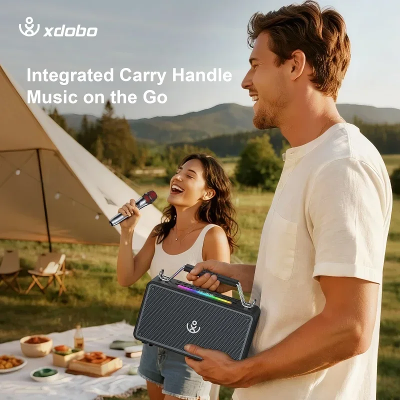 Фото Портативная Bluetooth-колонка XDOBO Bold Mini 80 Вт для улицы с функцией прямой трансляции, встроенным караоке и микрофоном №3