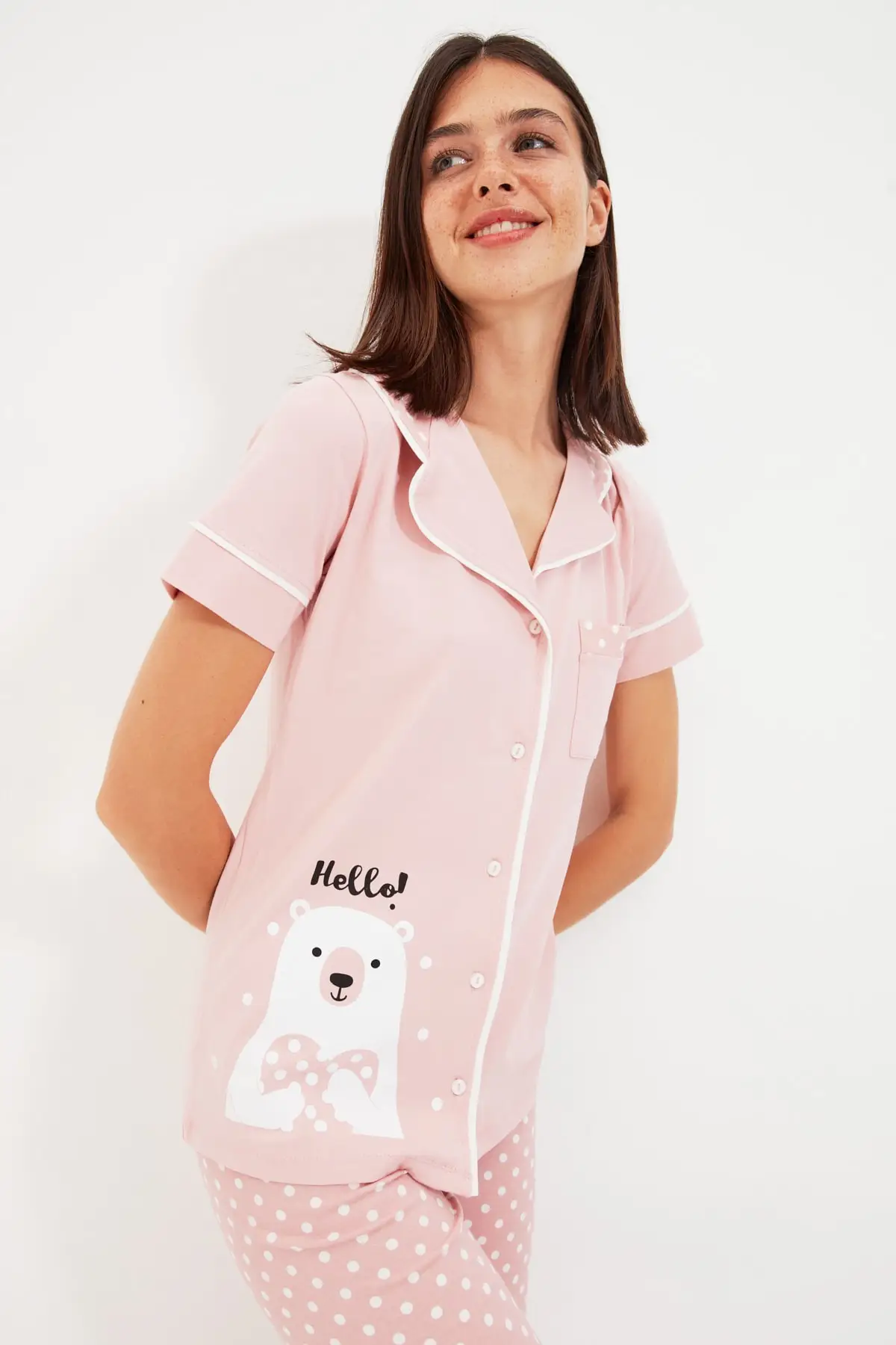 

Trendyol Teddy Bear Printed Knitted Pajamas Set THMAW22PT0721