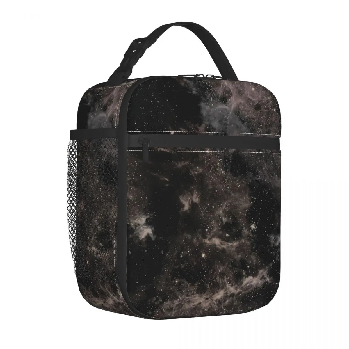 

Pastel Tie-Dye Lunch Bag with Handle Black And White Print Food Mesh Pocket Cooler Bag Fancy Clutch Beach Thermal Bag