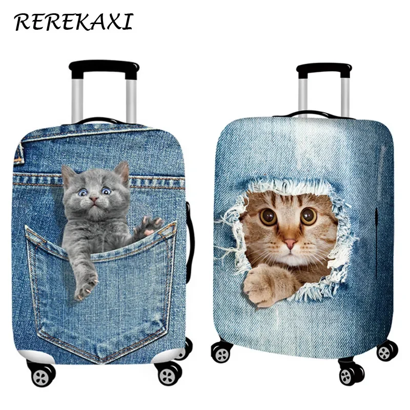 

Эластичный чехол для чемодана, 3D защитный чехол для кошек, чемодан на колесиках для багажа 18-32 дюйма, пылезащитный чехол, аксессуары для путешествий
