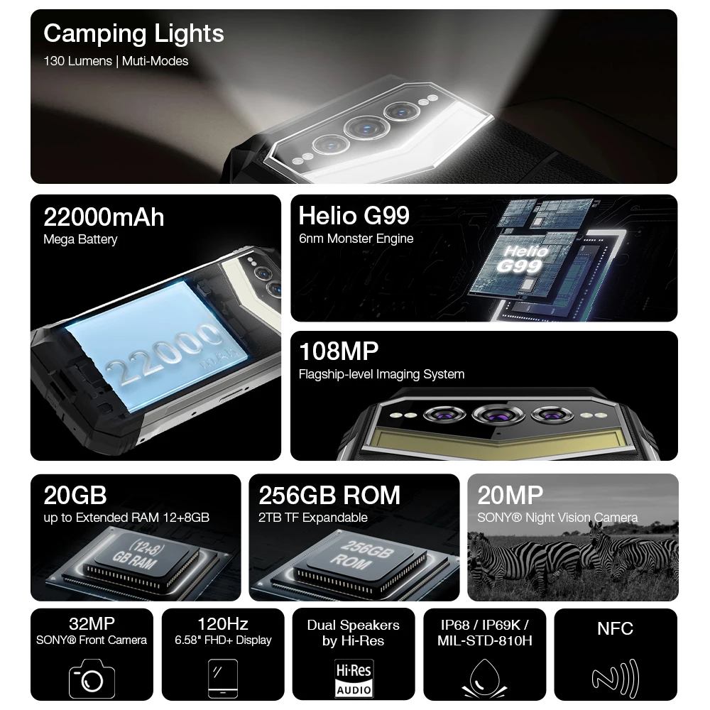 DOOGEE S100 Pro Camping Light Rugged 6.58