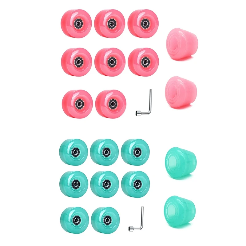 

2 комплекта колесиков для роликовых коньков с подшипниками и заглушками для пальцев ног, для двухрядных коньков, четырехконьков и скейтборд...