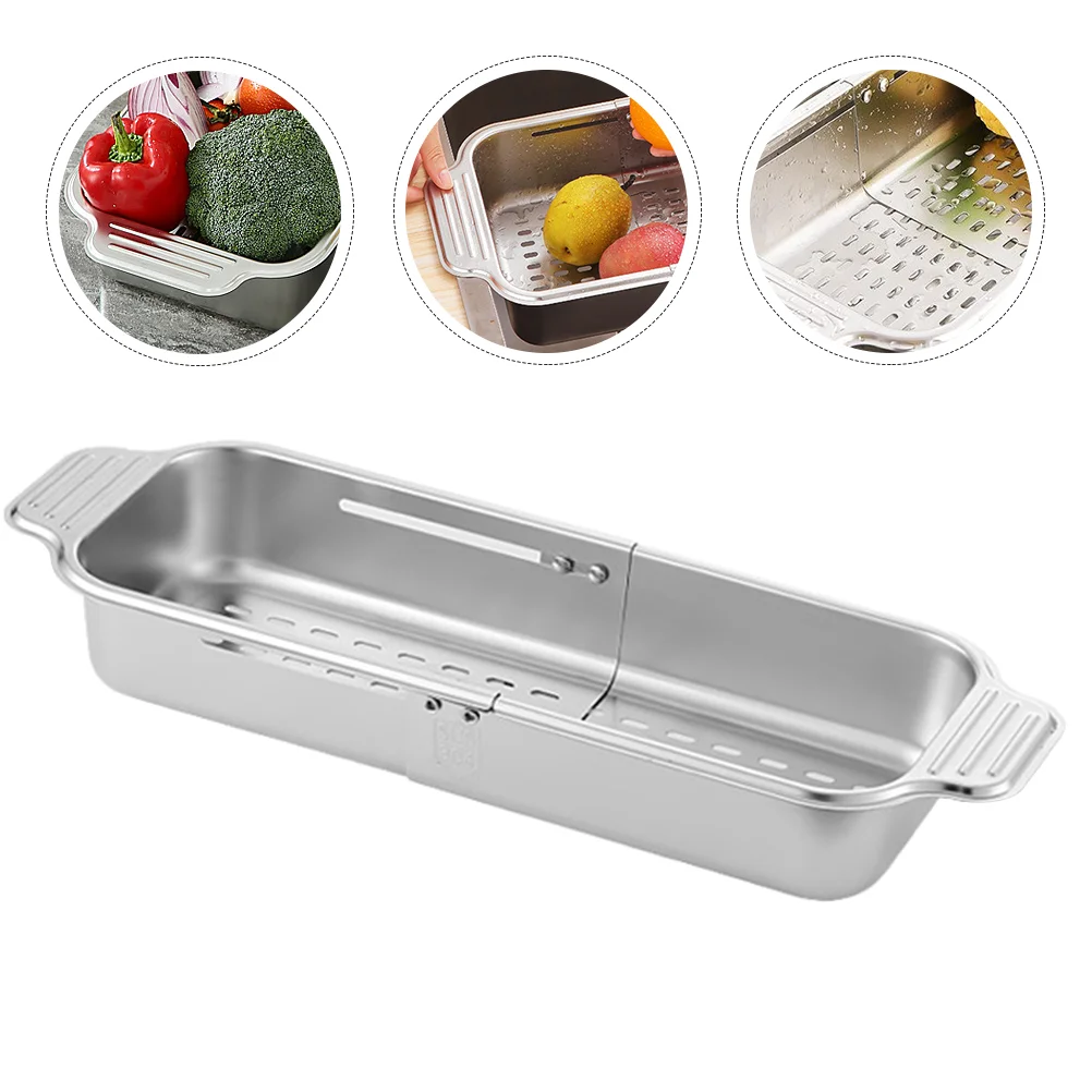 

Basket For Kitchen Organizer Vegetables Stainless Steel Drain Basket Sink Strainer for Storage Kitchen Daily Filtering