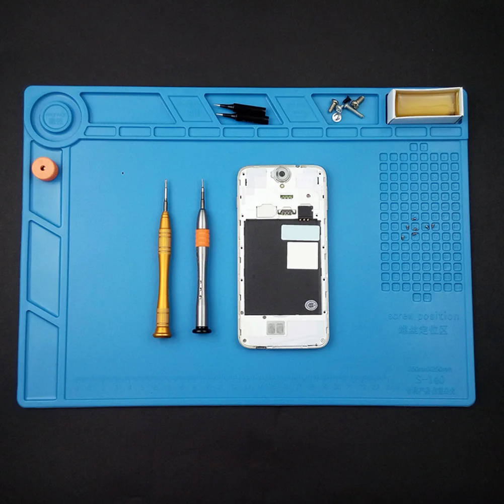 

Silicone Pad Work Mat Soft Platform Magnetic High Temperature Resistant Tablet Repair Blue Desktop Heat Insulation Soldering