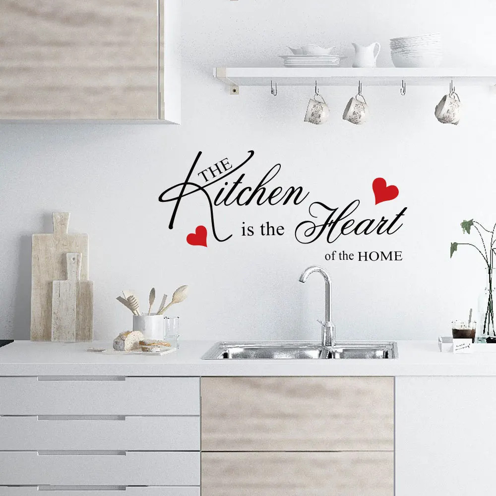 

Kitchen Wall Stickers The Kitchen Is Heart Home DIY Removable Letter Vinyl Wall Art Decals Kitchen Wall Decoration Home Decor