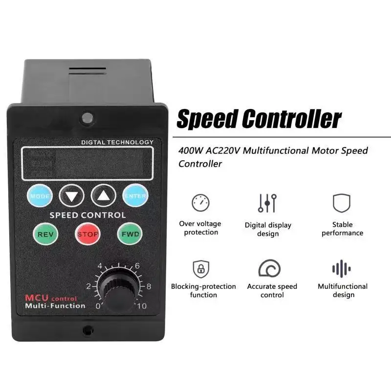 

Digit Display AC Multifunction Motor Torque Control 6-400W 220V Digital Motor Speed Control Controller