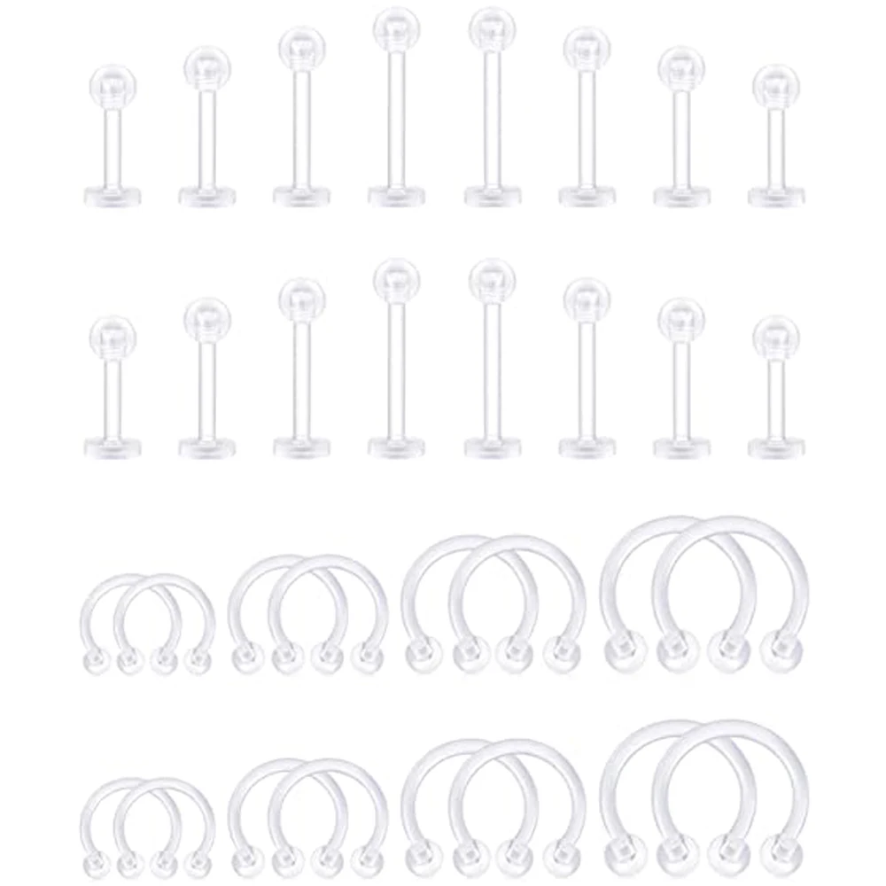 Фото Прозрачные фиксаторы для пирсинга гибкие хрящевая спираль Daith Rook козелка серьги Bioflex пластиковые кольца для носа перегородки губ бровей №1
