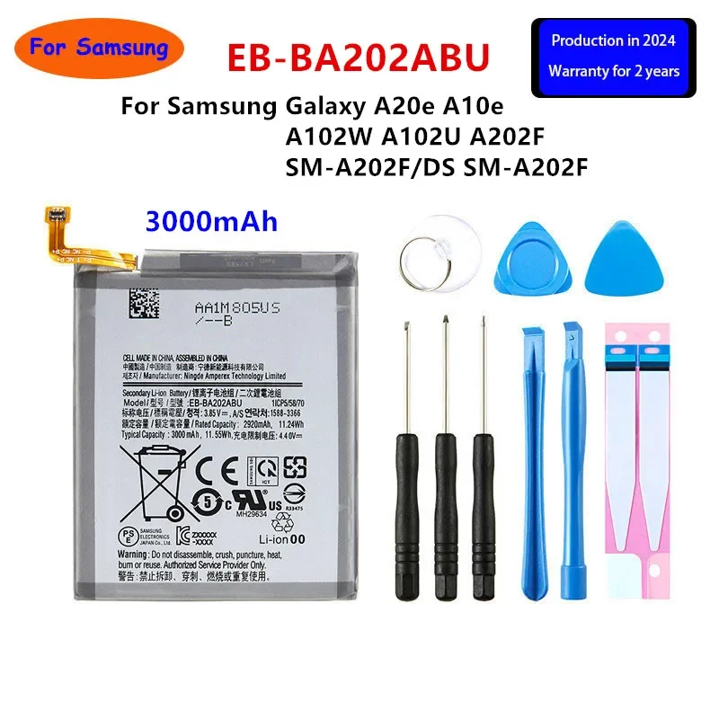 Совершенно новый аккумулятор EB-BA202ABU 3000 мАч для Samsung Galaxy A20e A10e A102W A102U A202F SM-A202F/DS SM-A202F