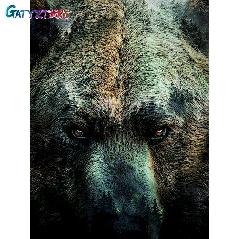 

GATYZTORY Painting By Numbers bear HandPainted Kits Drawing Canvas DIY Oil Pictures By Numbers Animals Home Decor