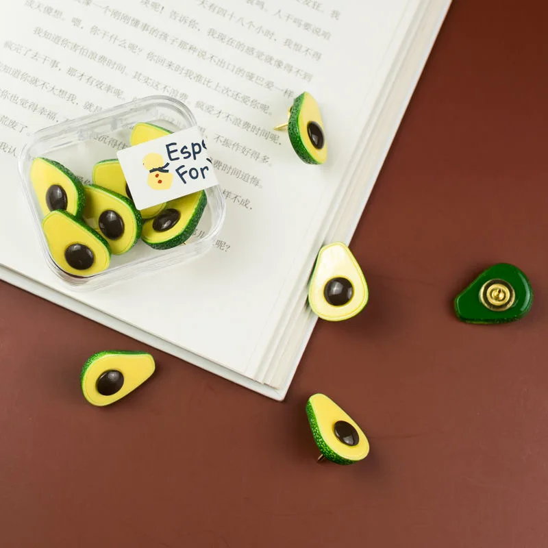 6 Pcs avocado Shape Push Pins Plastic Good Quality Colored Thumbtacks Office School