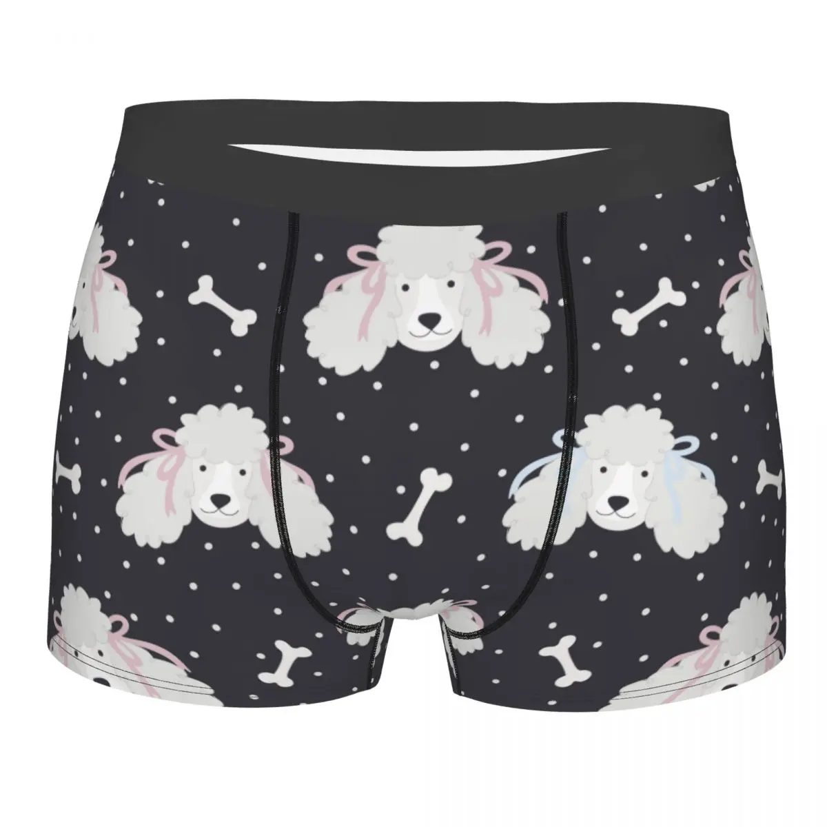 

Милое Мужское нижнее белье в горошек с косточками и пуделем, боксеры, мужские трусы со средней талией