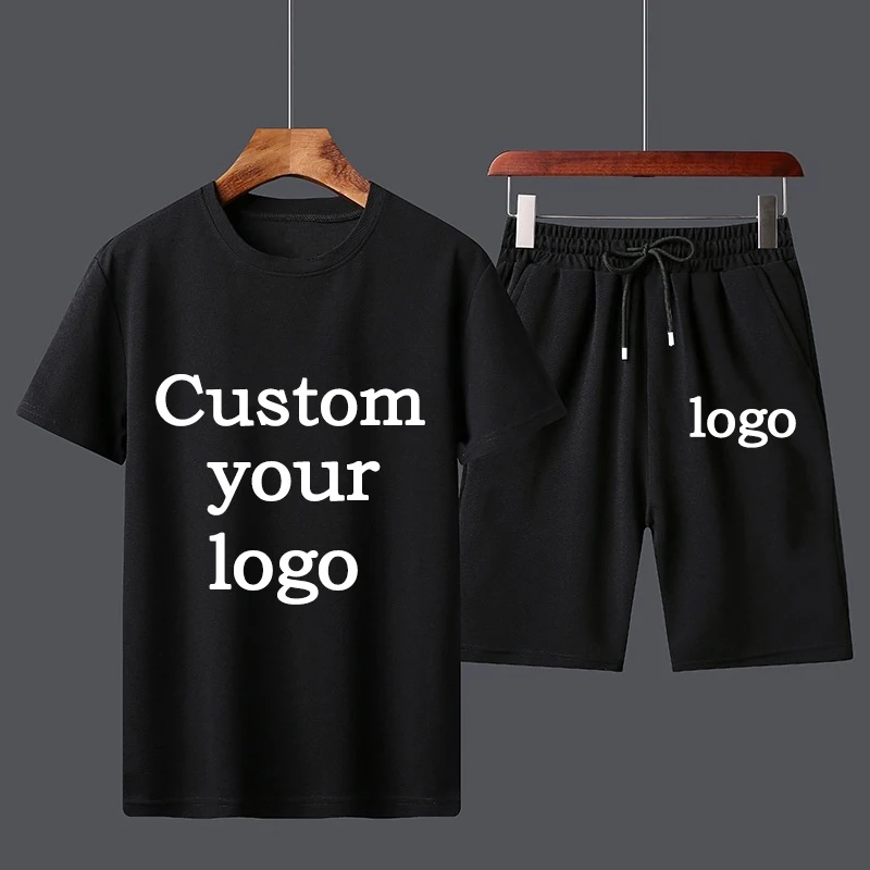 Summer Men's Suit Short Sleeve T-Shirt Suit Print Sportswear Casual Oversized Top Shorts Breathable Custom logo Sportswea