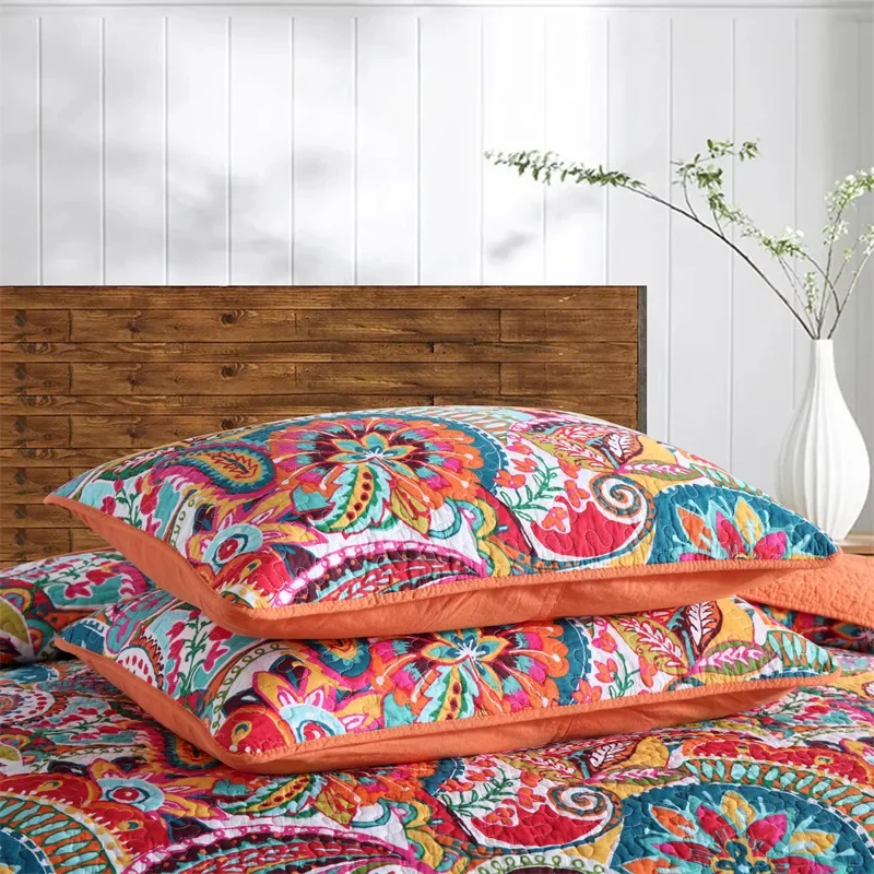 Хлопковое покрывало на кровать из 3 предметов евро двуспальные покрывала и