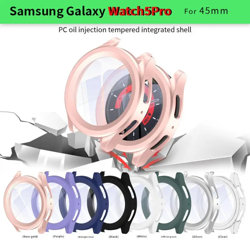 

Transparent For Samsung Galaxy Watch5 Pros Protector Cover Screen Protector Shell Glass Anti-fall Scratch 45mm Watch Case